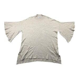 BLVD Beige Knit Sweater Medium Bell Sleeve Asymmetrical Hem